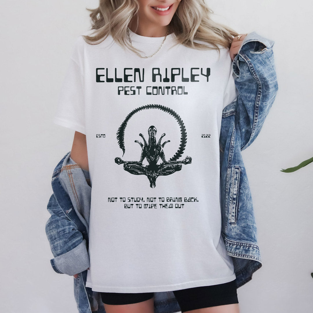 Camiseta Alien Ripley Pest control blanca